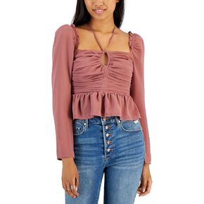 ASTR the label Women's Toni Top, Brown Yellow Floral, Large in Kuwait