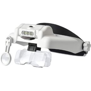 Headband Magnifier Hands Free Detachable Illuminated Visor -1X to 14X Zoom Head-Mounted Magnifier with LED Lights for Reading, Jewelry Magnifier, Electronic Watch Repair (Charging