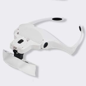 Headband Magnifier with Adjustable LED Light, Head Mounted with 5 Lens Magnifier, Suitable for Reading, Y and Repair