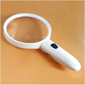 Lab Microscope Accessories 82/100/128mm Large Handheld Illuminating Newspaper Reading Magnifying Glass with LED Lighted Magnifier Hand Loupe(82mm 2X 6X)