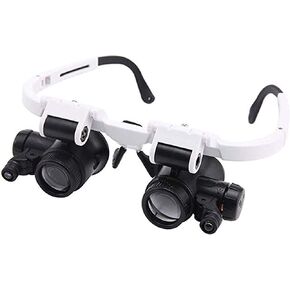 Headband Magnifier, Headmount Lighted Magnifiers 8X 15X 23X HD Headband Magnifiers with 2 LED Lights Headless Magnifier for Electronics Eyelashes Crafts Jewelry Circuit Watch Repair Illum