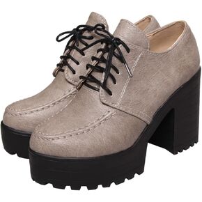 Betastella Women's Chunky Heel Platform Ankle Booties Lace Up Vintage Oxfords Shoes