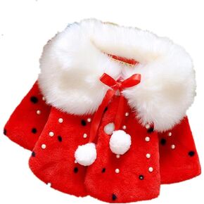 Baby Girl Winter Warm Cape Toddler Coat Cloak Jacket Fur Outerwear Clothes 0-3Y