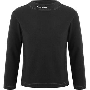 Kaerm Kids Boys Girls Letter Print Thermal Underwear Tops Long Sleeve Mock Neck Cotton T-Shirt Pullover Undershirts