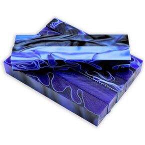 Acrylic Pen Blank, Royal Blue and Black Swirl with White Lines, 5" x 3/4" x 3/4", 7 Pack
