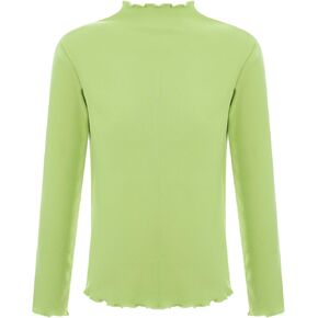 Kaerm Kids Girls Cotton Ruffle Trim Warm Top Basic Long Sleeves Mock Neck Thermal Underwear Tops T-Shirt Undershirts