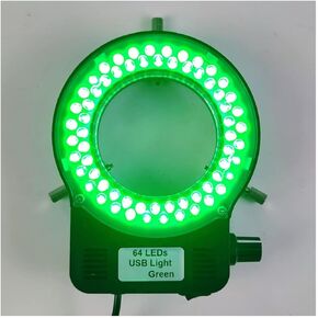 Microscope USB Color 64 LED Ring Light Source Illuminator Lamp Adjustable Monocular Trinocular Stereo(Yellow)