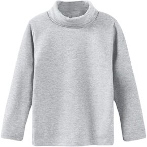 Toddler Girl Boys Solid Color Long Sleeve High Neck Basic Undershirts Spring Fall Winter Warm Top for 3 to 10