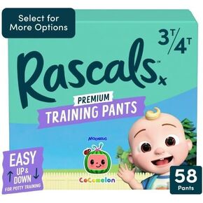 Rascal + Friends Cocomeloon Training Pants, Size 3T~4T ~ (58 Count) ~ (White).