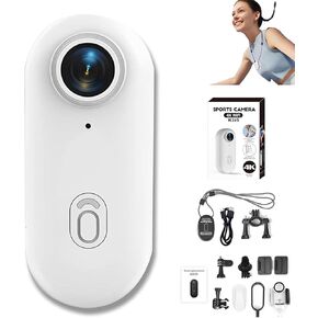 Stallion Frames Body Camera, Stallionframes 4K Mini Handsfree Bodycam, HD 1080p/4k Gosnap - Thumb Camera Necklace with 360° RotationSpring Clip, Mount Anywhere (White,4K)