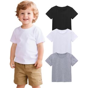 3 Pack Baby Boys Short Sleeve Cotton T-Shirts Toddler Boy Clothes Size 18M-5T