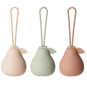 Andy Bear Baby Pacifier Storage Case Paci Holder Case Pear Shape 3 Pack-Ivory Sage Brown