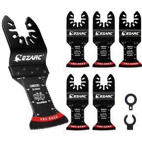 EZARC Bi-Metal Oscillating Saw Blades - 5 PCS Arc Edge Multitool Blades Precise Cut for Wood with Nails, Wood