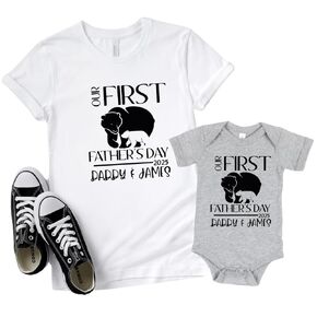 1st Fathers Day Gifts for Dad Matching Shirts for Father and Newborn Son, Personalized First Father's Day Gifts from Baby Girl, Daughter, Son. Wife. Papa Bear. BEAR1