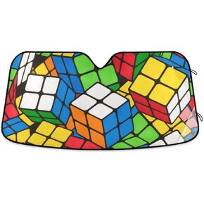 Colorful Cartoon Cube Sun Shade Cover Collapsible Reflector Organizer Protector de sol para carro M
