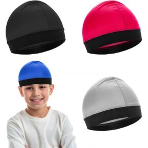 4Pcs Wave Cap for Kids Silk Satin Kids Durags for Boys Elastic 360 Waves Beanie Wave Cap Soft Breathable Stocking Caps