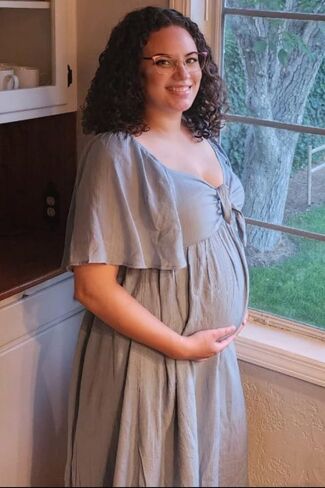 PinkBlush Front Tie Ruffle Sleeve Maternity Midi Dress in Kuwait