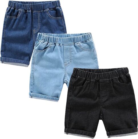 EISHOW Toddler Baby Boys Girls Cotton Denim Shorts,Kids Casual Elastic Denim Shorts with Pockets Stretch Shorts Jeans Pants in Kuwait