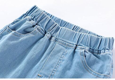 EISHOW Toddler Baby Boys Girls Cotton Denim Shorts,Kids Casual Elastic Denim Shorts with Pockets Stretch Shorts Jeans Pants in Kuwait