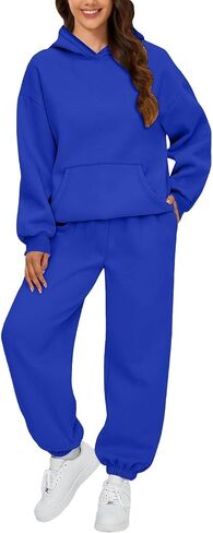 Fall Outfits for Women 2024 Oversized Hoodie Casul Sweatpants with Pockets Solid Color 2 Piece Lounge Sets in Saudi Arabia