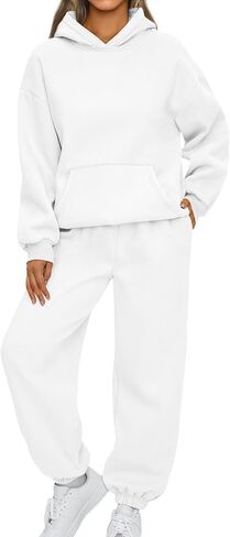 Fall Outfits for Women 2024 Oversized Hoodie Casul Sweatpants with Pockets Solid Color 2 Piece Lounge Sets in Saudi Arabia