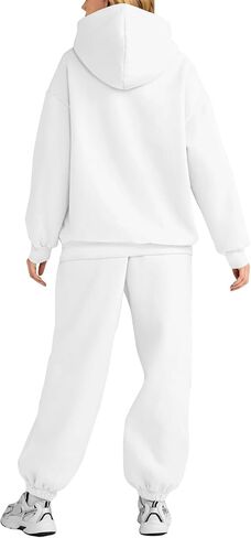 Fall Outfits for Women 2024 Oversized Hoodie Casul Sweatpants with Pockets Solid Color 2 Piece Lounge Sets in Saudi Arabia