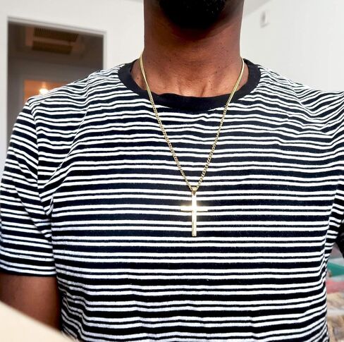 RIVETING JEWELRY 18K Gold Chain Style 3MM Necklace Cross Pendant strong Solid Clasp for Women, Men, Girls, grandma, Teens Thin for Charms Miami Cuban Link Diamond Cut Religious in Kuwait