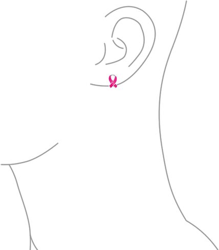 Breast Cancer Awareness Pink Ribbon Support Enamel Stud Earrings For Women .925 Sterling Silver in Saudi Arabia