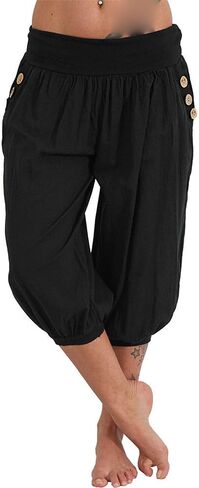 JEsilunmaMY Womens Lantern Tapered Harem Pants Plus Size Cotton Linen Slacks with Pocket Solid Color Loose Lounge Capri Pants in Saudi Arabia