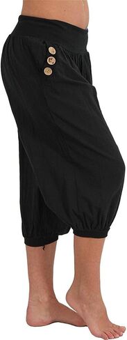 JEsilunmaMY Womens Lantern Tapered Harem Pants Plus Size Cotton Linen Slacks with Pocket Solid Color Loose Lounge Capri Pants in Saudi Arabia