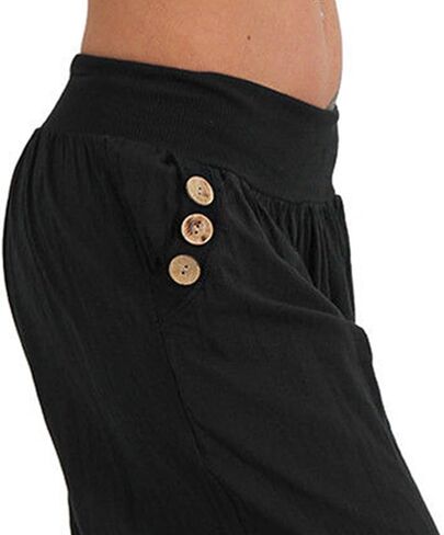JEsilunmaMY Womens Lantern Tapered Harem Pants Plus Size Cotton Linen Slacks with Pocket Solid Color Loose Lounge Capri Pants in Saudi Arabia