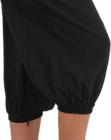 JEsilunmaMY Womens Lantern Tapered Harem Pants Plus Size Cotton Linen Slacks with Pocket Solid Color Loose Lounge Capri Pants in Saudi Arabia