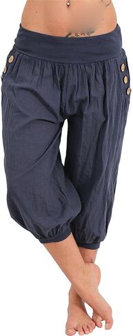 JEsilunmaMY Womens Lantern Tapered Harem Pants Plus Size Cotton Linen Slacks with Pocket Solid Color Loose Lounge Capri Pants in Saudi Arabia