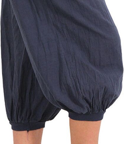 JEsilunmaMY Womens Lantern Tapered Harem Pants Plus Size Cotton Linen Slacks with Pocket Solid Color Loose Lounge Capri Pants in Saudi Arabia