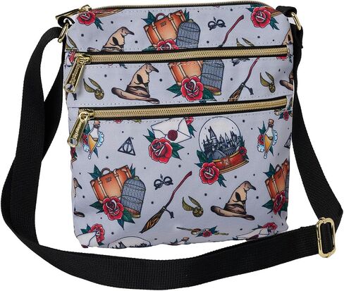 Loungefly Harry Potter Passport Crossbody Travel Bag AOP Relics Tattoo Print in Saudi Arabia