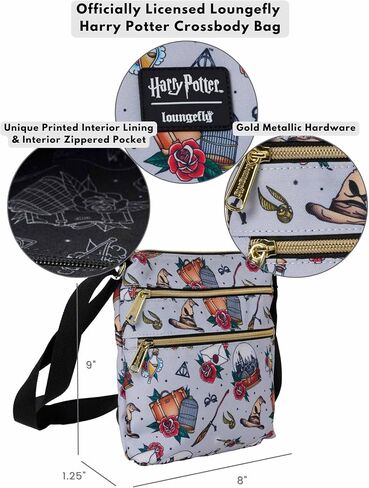 Loungefly Harry Potter Passport Crossbody Travel Bag AOP Relics Tattoo Print in Saudi Arabia