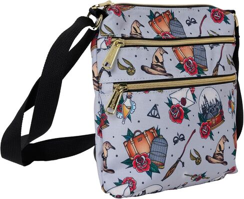 Loungefly Harry Potter Passport Crossbody Travel Bag AOP Relics Tattoo Print in Saudi Arabia