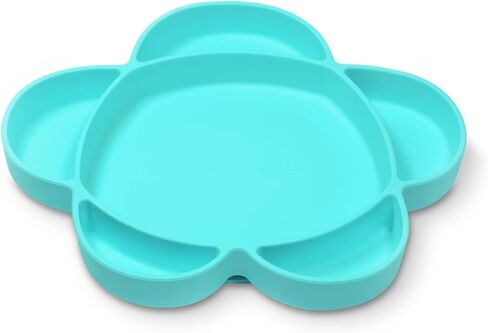 grabease Silicone Suction Plate for Baby & Toddler Self-Feeding, 6-Section Dish With Stay-Put Grip, BPA and Phthalates-Free, Dishwasher and Microwave Safe, Bright Teal in Kuwait