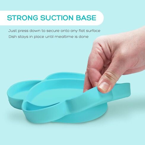grabease Silicone Suction Plate for Baby & Toddler Self-Feeding, 6-Section Dish With Stay-Put Grip, BPA and Phthalates-Free, Dishwasher and Microwave Safe, Bright Teal in Kuwait