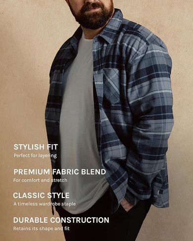 قمصان INTO THE AM للرجال بأكمام طويلة من الفلانيل - كاجوال بأزرار سفلية، مقاس عادي S - 4XL in Kuwait