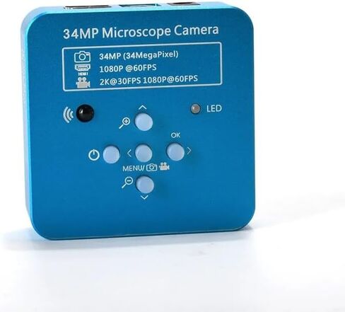 JOEBO Microscope Kit 34MP 2K 1080P 60FPS USB Industrial Electronic Digital Video Soldering Microscope Camera Microscope Lens Adapters(Blue) in Kuwait