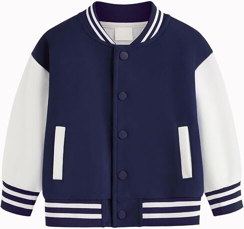 Kids Baseball Jacket Varsity Letterman Coat Fall Winter Fleece Bomber Vintage Outerwear Kids Bomber in Saudi Arabia