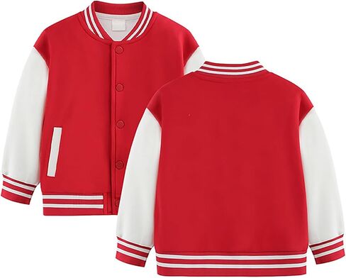 Kids Baseball Jacket Varsity Letterman Coat Fall Winter Fleece Bomber Vintage Outerwear Kids Bomber in Saudi Arabia