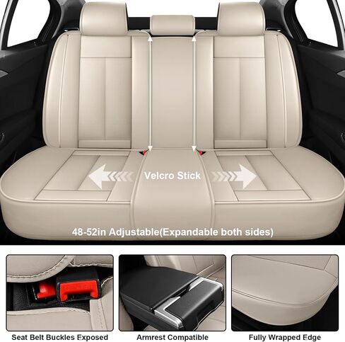 5 Full Seat Covers for Kia Forte 2010-2025, Premium Nappa Leather Seat Cover, Fully Wrapped Protect Modern Style Seat Cover (5-Seat Standard, Beige & Brown) in Saudi Arabia