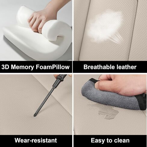 5 Full Seat Covers for Kia Forte 2010-2025, Premium Nappa Leather Seat Cover, Fully Wrapped Protect Modern Style Seat Cover (5-Seat Standard, Beige & Brown) in Saudi Arabia