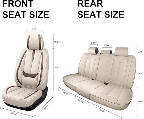 5 Full Seat Covers for Kia Forte 2010-2025, Premium Nappa Leather Seat Cover, Fully Wrapped Protect Modern Style Seat Cover (5-Seat Standard, Beige & Brown) in Saudi Arabia