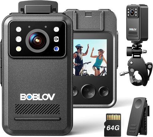 BOBLOV A28 Small Body Camera, Mini Video Camera Camcorder with 2K, 9 Hours Battery Life, with Night Vision, and Bike Mount for On-The-Go Recording, Law Enforcement and Personal Usage(128GB) in Kuwait