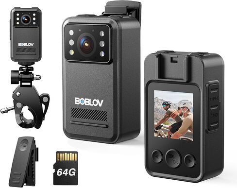 BOBLOV A28 Small Body Camera, Mini Video Camera Camcorder with 2K, 9 Hours Battery Life, with Night Vision, and Bike Mount for On-The-Go Recording, Law Enforcement and Personal Usage(128GB) in Kuwait