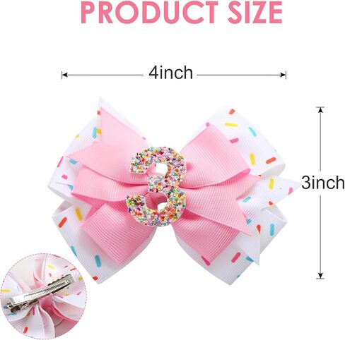2pcs عيد ميلاد الشعر القوس للبنات الطفل 2 3 4 5 6 7 سنوات زخارف الرشوة حلويات الآيس كريم الحزب الملحقات الشعر الوردي لثاني عيد ميلاد ثاني الثاني in Kuwait