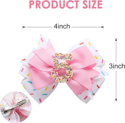 2pcs عيد ميلاد الشعر القوس للبنات الطفل 2 3 4 5 6 7 سنوات زخارف الرشوة حلويات الآيس كريم الحزب الملحقات الشعر الوردي لثاني عيد ميلاد ثاني الثاني in Kuwait